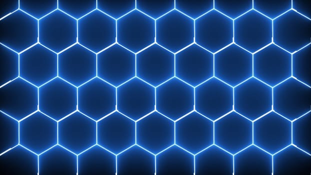 Decorative geometric tracery with 3d render honeycomb. Rhombic glowing elements in futuristic lines with simple ornaments. Light mosaic with modern minimalist polygonal interior