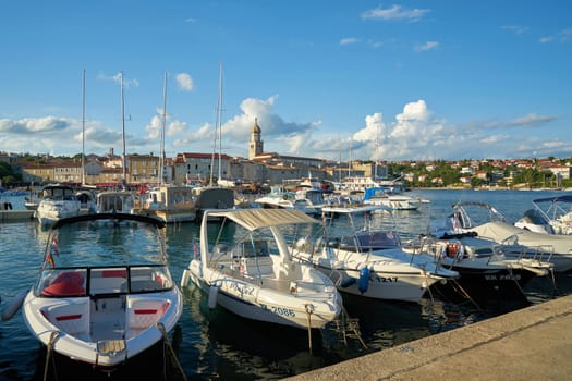 Boats in the port of Krk on the island of the same name Krk on the Adriatic Sea in Croatia