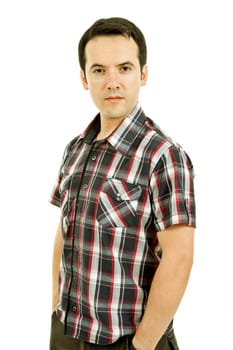 young casual man portrait, isolated on white
