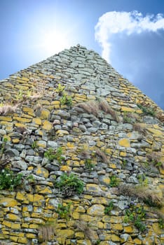 old stone walls from the ruin of an old church on the wild atlantic way in ireland