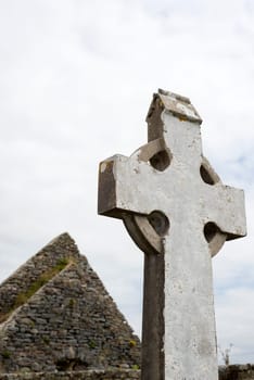 old celtic cross head stone from a grave yard in county kerry ireland