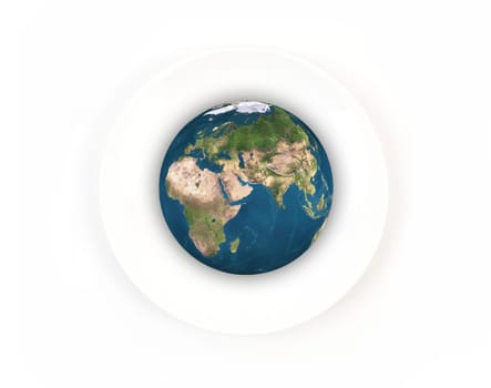 World globe ball on white plate isolated, Elements of this image furnished by NASA