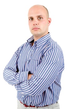 young casual man portrait, isolated on white