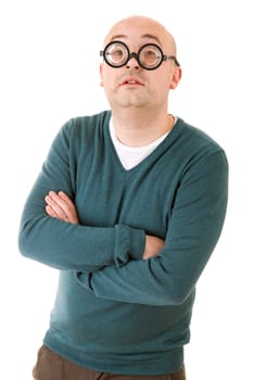 geek man isolated on white background