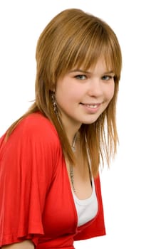 young casual blonde woman close up portrait