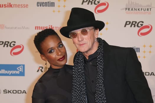 Marius Mueller-Westernhagen with Lindiwe Suttle,award ceremony of the LEA Award in the Festhalle,Frankfurt/Main,14.04.2015