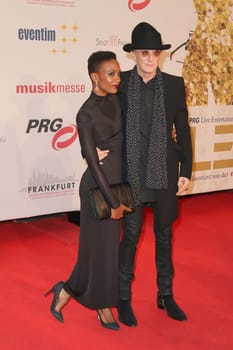 Marius Mueller-Westernhagen with Lindiwe Suttle,award ceremony of the LEA Award in the Festhalle,Frankfurt/Main,14.04.2015