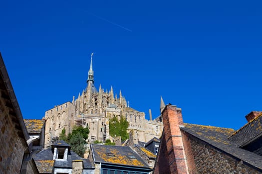 houses inside the mont saint michel in the north of france