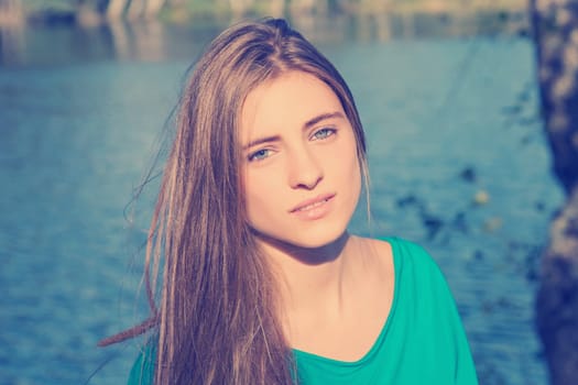 young casual beautiful girl outdoors portrait