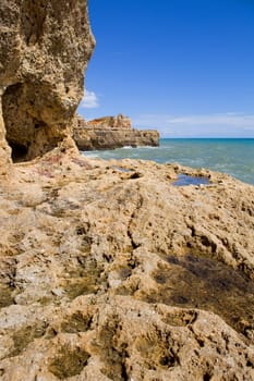 rocky coast of algarve, the south of portugal