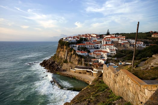 View of Azenhas do Mar, located on the cliffs near Sintra, Portugal.