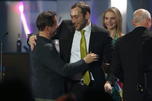 Jan Josef Liefers,Marek Lieberberg and Andre Lieberberg,award ceremony of the LEA Award at the Festhalle,Frankfurt/Main,14.04.2015