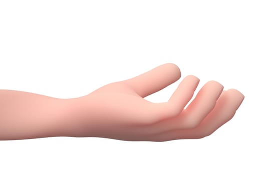 Grabbing Hand Gesture. 3D Cartoon Character. Isolated on White Background 3D Illustration