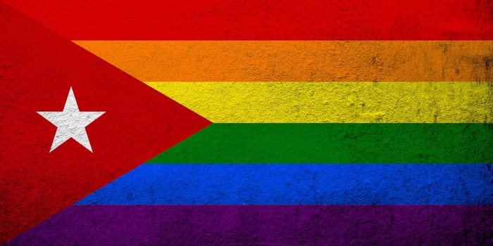 Cuban Rainbow LGBT pride flag. Grunge background