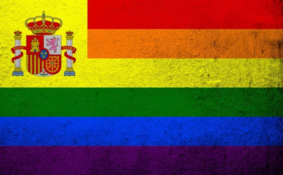 Spain Rainbow LGBT pride flag. Grunge background