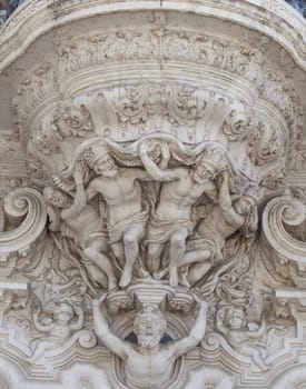 The Palace of San Telmo Seville, Spain. Seat of the presidency of the Andalusian Regional Government. Atlantes supporting balcony detail