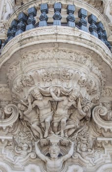 The Palace of San Telmo Seville, Spain. Seat of the presidency of the Andalusian Regional Government. Atlantes supporting balcony detail