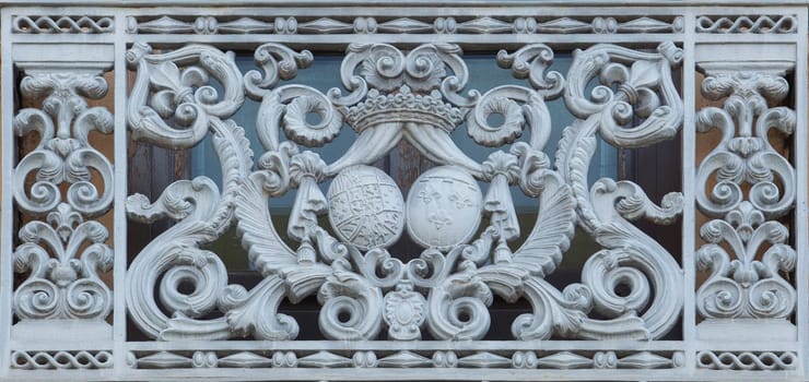 The Palace of San Telmo Seville, Spain. Seat of the presidency of the Andalusian Regional Government. Balcony ironwork detail