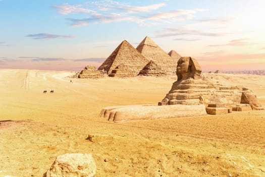 The Pyramids of Egypt and the Great Sphinx, Giza.