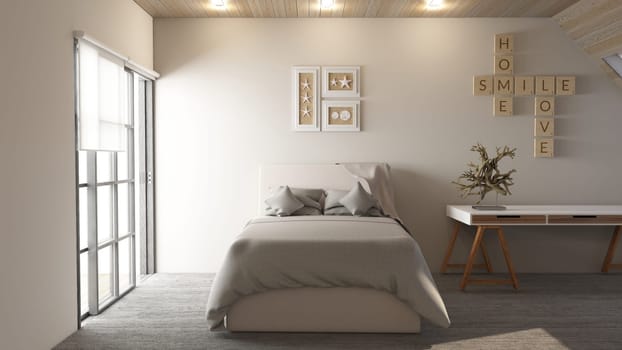 Render of 3D Contemporary Bedroom Interior