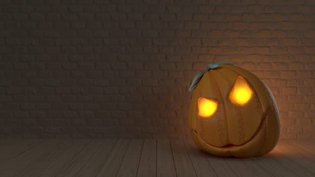 3D render of a Halloween background with cute pumpkins