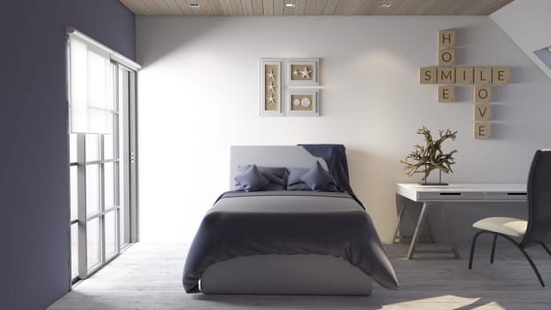 Render of 3D Contemporary Bedroom Interior