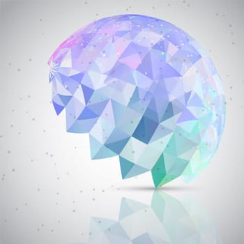 Modern techno background with low poly brain design