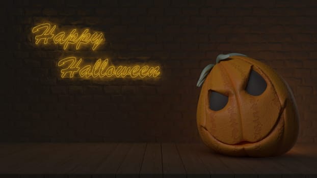 3D render of a Halloween background with cute pumpkins