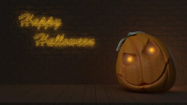 3D render of a Halloween background with cute pumpkins
