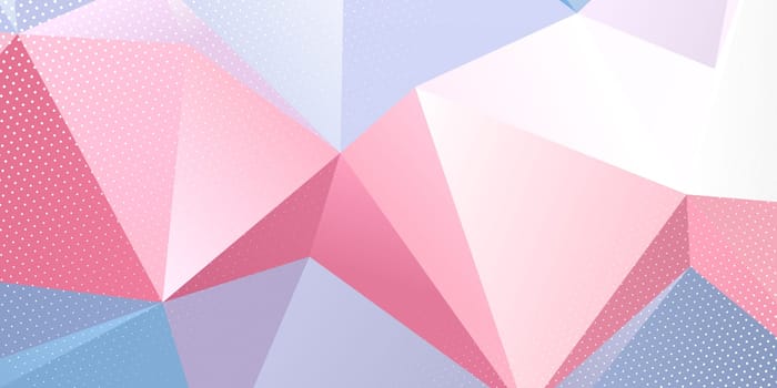 Abstract banner with low poly design and halftone dots overlay