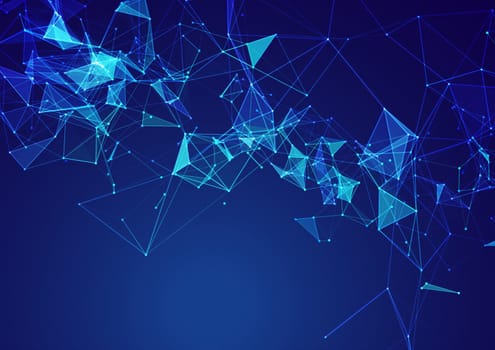 Abstract background with a low poly network communications design