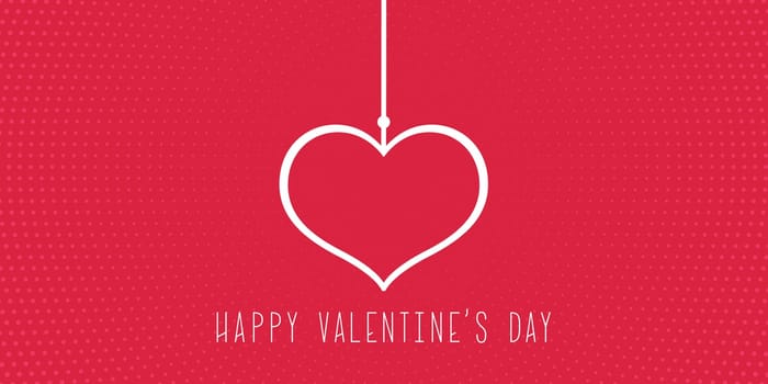 Minimalistic background for Valentine's Day with hanging heart