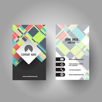 Business card with colourful geometric design