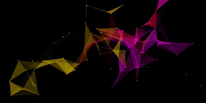 Modern techno banner with a low poly plexus design