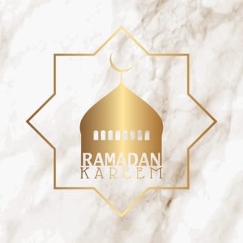Ramadan background with mosque silhouette on a marble texture