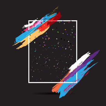 Modern frame design background with grunge paint strokes