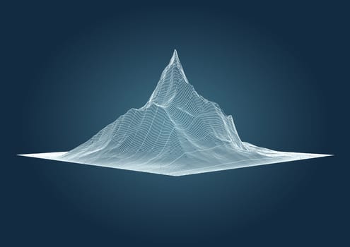 Abstract mountain landscape in a detailed wireframe landscape design
