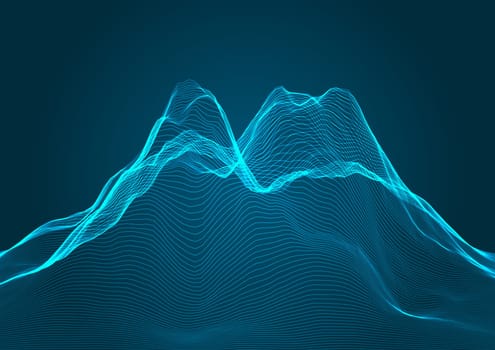 Mountain terrain background in a wireframe design