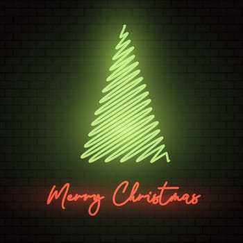 Christmas background with a neon tree design