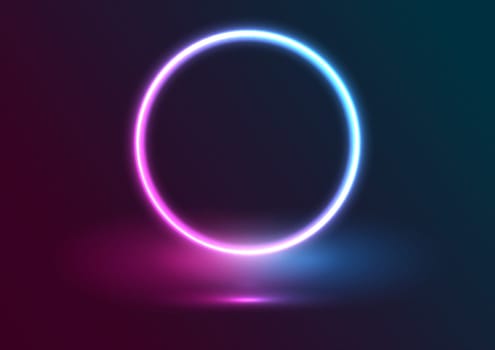 Presentation display background with neon circle design