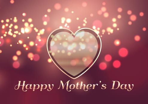 Mother's Day background with heart on bokeh lights design