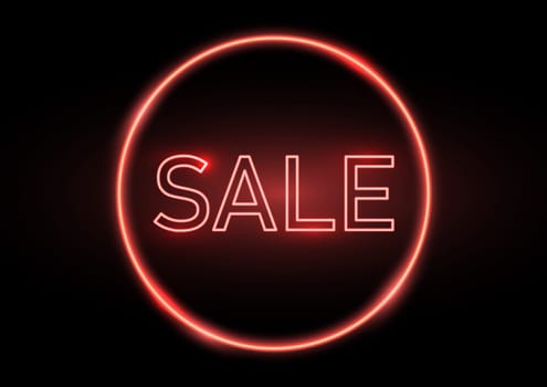 Sale sign with a glowing neon effect