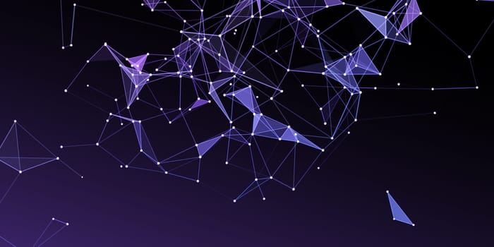 Abstract network communications banner with low poly design