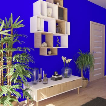 Render of 3D contemporary Living Room Interior and modern furniture