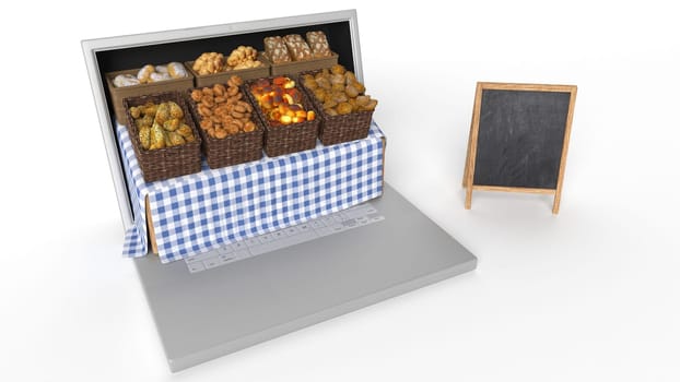 3D Render of Shopping Online on Website or Mobile Application Concept Marketing and Digital marketing