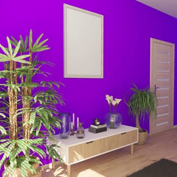 Render of 3D contemporary Living Room Interior and modern furniture