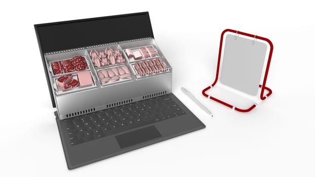3D Render of Shopping Online on Website or Mobile Application Concept Marketing and Digital marketing