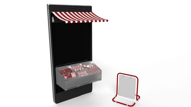 3D Render of Shopping Online on Website or Mobile Application Concept Marketing and Digital marketing