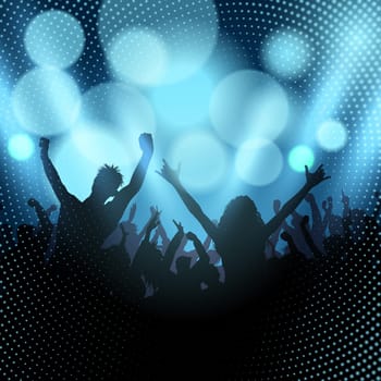 Silhouette of an excited party crowd