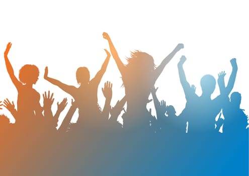Silhouette of a party crowd